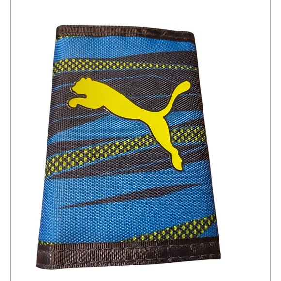 Puma Dynamic Blue and Yellow trifold billfold. New. - Picture 1 of 9